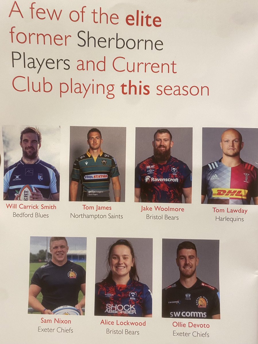 Good luck to all our @sherborne_rugby players starting a new season in the @premrugby @OllieDevoto & @Nixo_Sam @ExeterChiefs @TomLawday @Harlequins @JakeChunkz @BristolBears @TomMRJames @SaintsRugby
