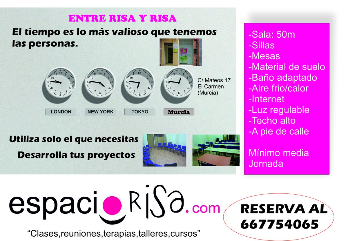 Buscas un espacio para tus proyectos?. Utiliza solo el tiempo que necesitas.
Clases, reuniones, talleres.
Reserva al 667754065