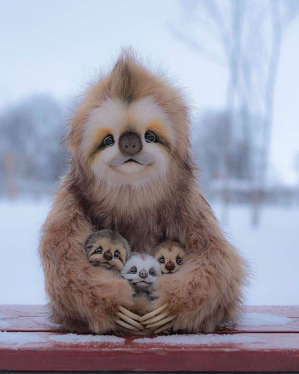 Retrato de familia de perezosos.

📸: Julia Svyatokha.
Vía: <a href="/BrianRoemmele/">Brian Roemmele</a>.