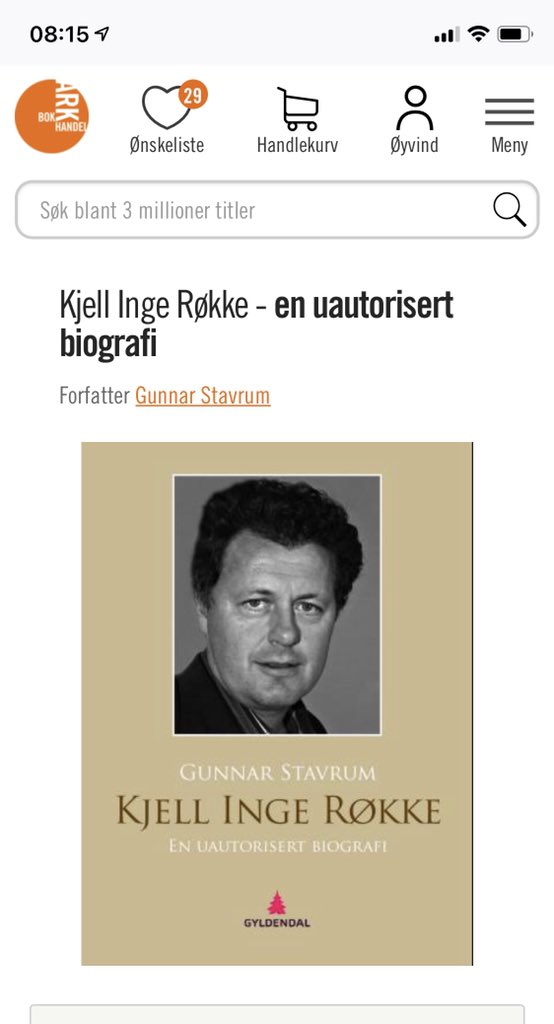 Det er jo tross alt Stavrum som har skrevet boken! Fair å ha bilde av seg selv på omslaget av Røkke-biografien.