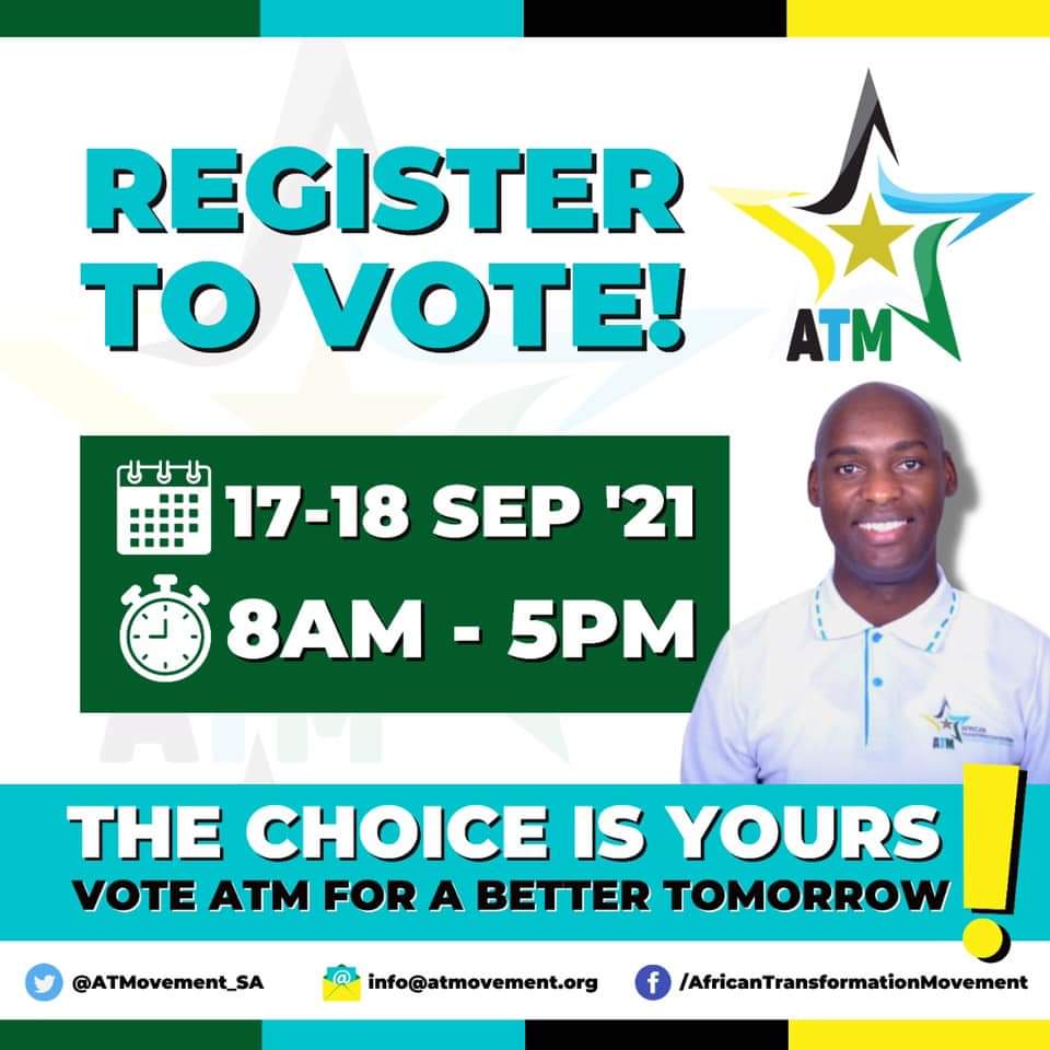 Ekurhuleni_ATM's tweet photo. Let's not forget to go and register in numbers today and tomorrow, utilize your power to vote and don't sit at home hoping things will get better, it all starts with you. 
Vote ATM for a better tomorrow
#VoteATM2021
#Election2021
#PutSA1st
#registertovoteatm https://t.co/4RbBvpOTVu