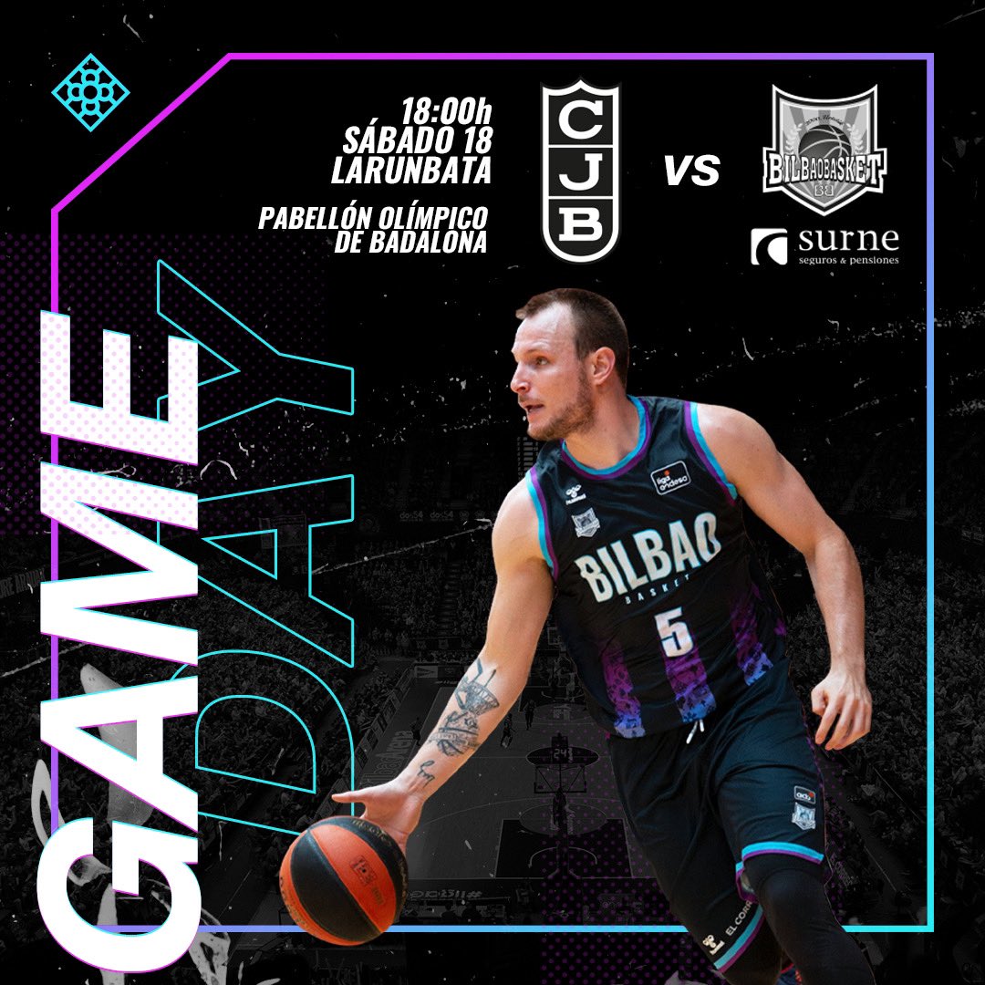 bilbaobasket's tweet photo. 📆 GAMEDAY 💪🏽
🏆 Liga Endesa J1
⏰ 18:00
🆚 @Penya1930 
📍 Pavelló Olímpic de Badalona
➡️ @MovistarPlus Deportes

🖤 Aurrera, Surne @bilbaobasket! 🖤 https://t.co/5bvTEler8S