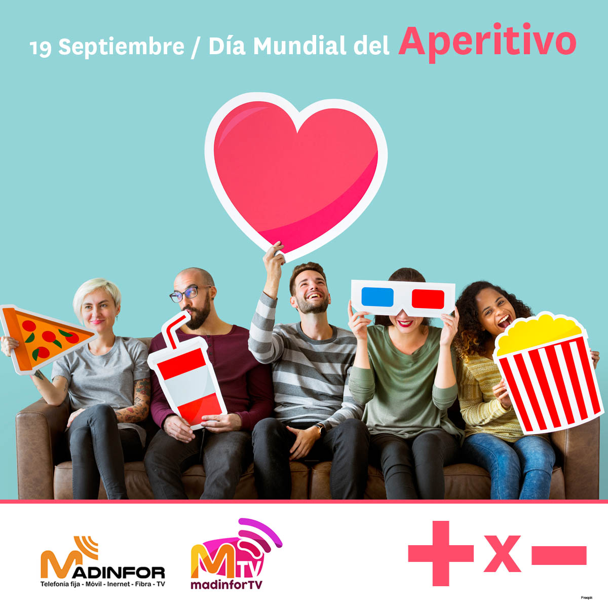 MadinforTv's tweet photo. #diamundialaperitivo 🍟
Toma el aperitivo que más te guste 🍕 y disfruta de nuestros contenidos en #madinfortv o con 
nuestras ofertas de FIBRA y MÓVIL.
En MADINFOR, siempre ➕✖️➖
💻https://t.co/6z7SpOkwOX
📞957 660 506
#madinfortv #fibraymovil #telefoniaaguilar #fibraAguilar https://t.co/pghspl2q41
