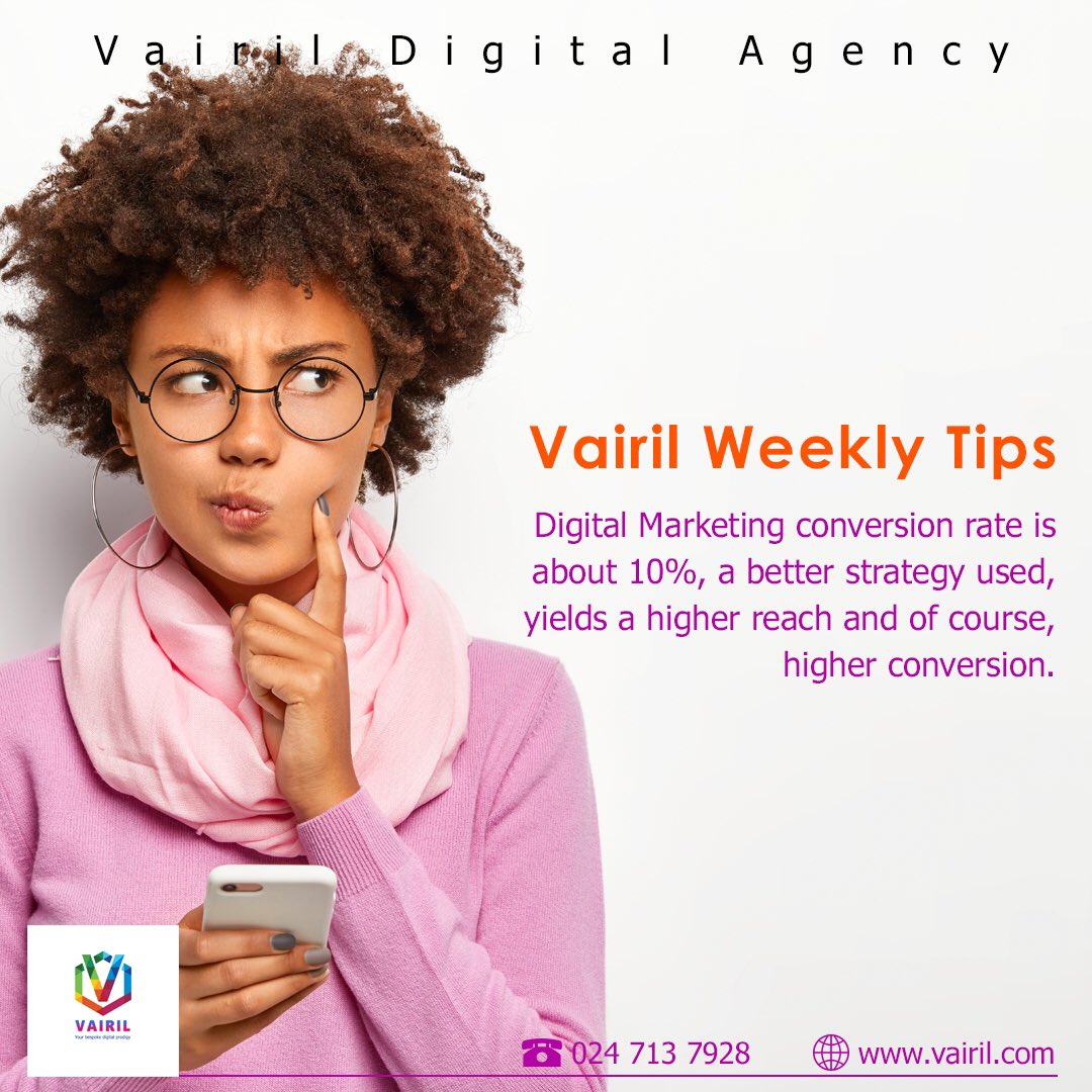 The people who actually buy anything from your digital campaign is about 10% or less of the total number of people that see your ad.

Learn more: vairil.com/about-us/.
.
#online #marketing #digitalmarketing #inbound #ghana king sark #vairil #tips