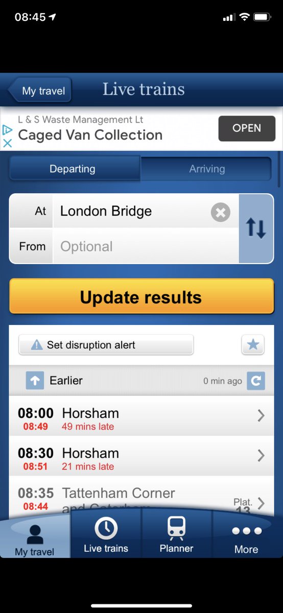 HanWeatherall's tweet photo. @TLRailUK what is going on at the moment? Trains cancelled and severely delayed every single day, constant points and signal failures. You would think you would be trying to make people going back to work after all this time a stress free experience. And yes people work weekends. https://t.co/SHm5qhnDj2