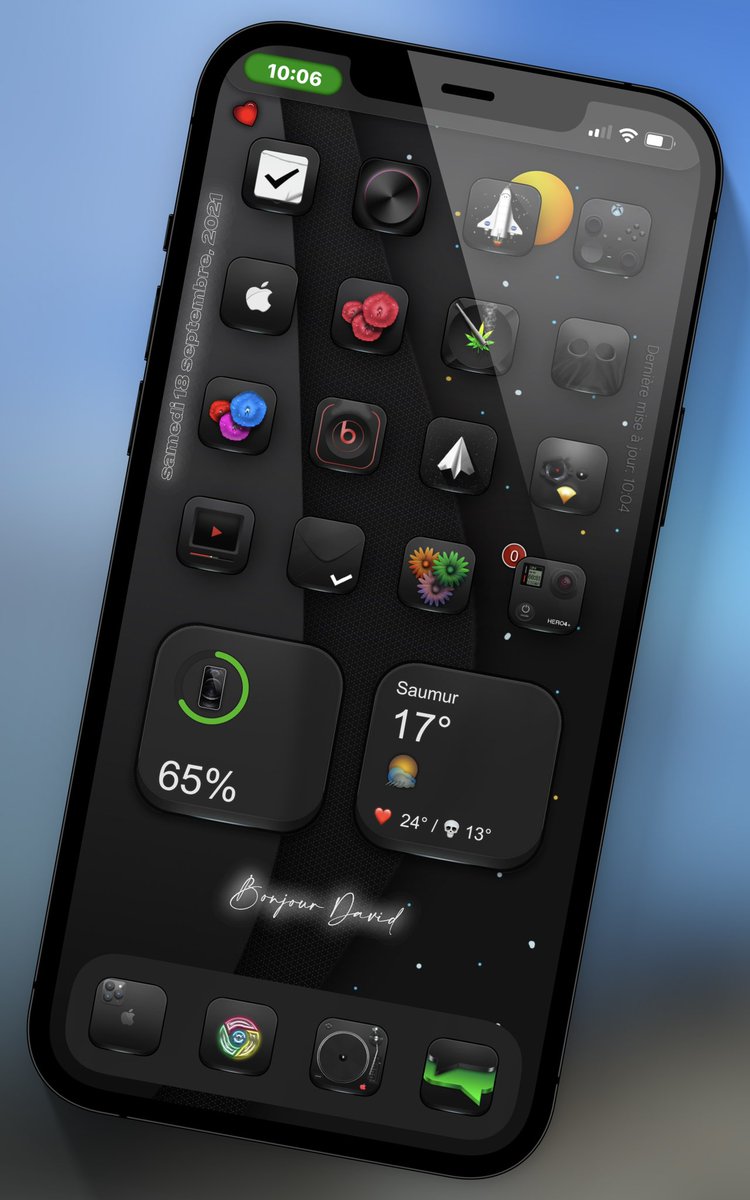 TeboulDavid1's tweet image. Back from holidays 😎😎😎
.
.
🔘 #YoorWeather 1.6.2 👉@JCRocky5 💥
🔮 Icons @Attairdu57slm ⚡️
.
.
#ios14homescreen 
#ios14icons  
#nojailbreak  
#shortcuts 
@screenshot_pro 
#wallpaper me
#iOS15beta4 
#YoorWeather SWA24 (modded)