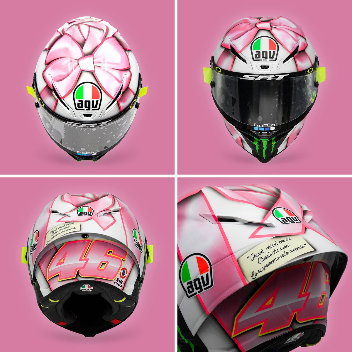 chechulazaro's tweet photo. El casco especial de Valentino Rossi en el #SanMarinoGP va dedicado a su niña que está en camino 🍼🎀 https://t.co/iFIrKFtB78