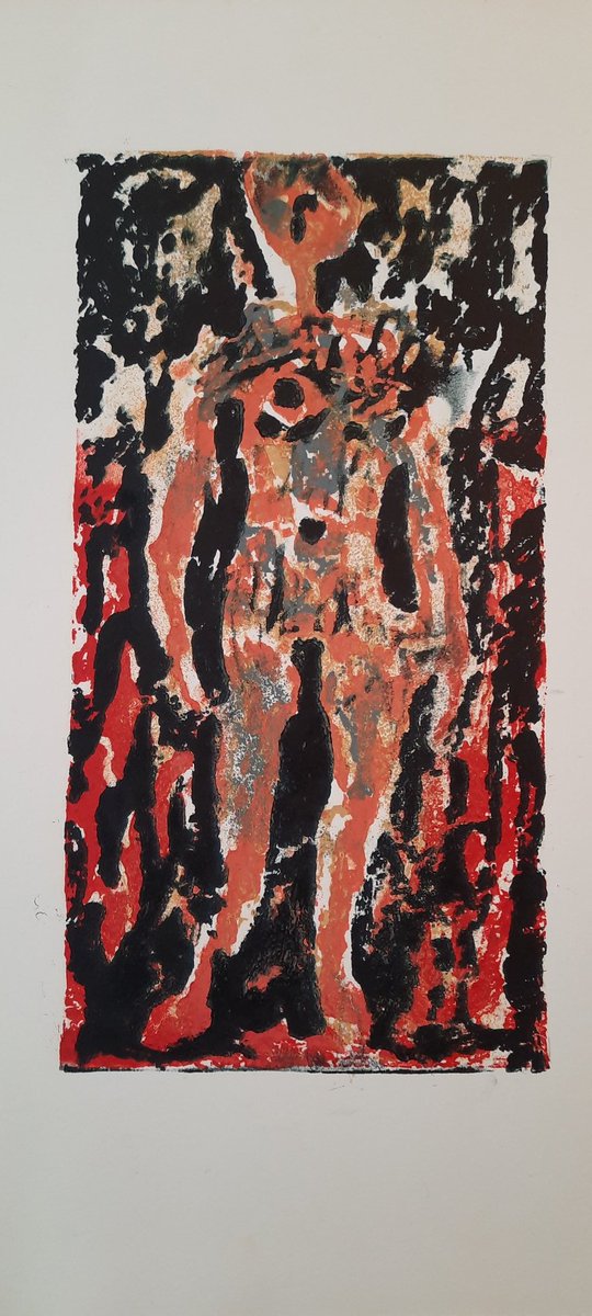 Print No.6. 'Reemergence', lino caustic etch, 10¼"x 5¼". The final image of my six new prints on show in the Studio99 exhibition <a href="/ChrisSalmonArt/">Chris Salmon</a> studio <a href="/openstudiosbham/">Birmingham Open Studios CIC</a> Kicks off today at 11am. I'll be sitting studio tomorrow Sunday (19th) 11am - 2pm