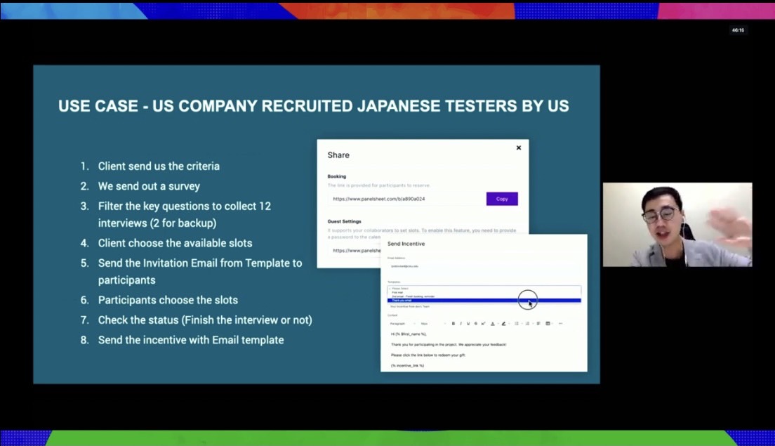 UXTestingJP's tweet photo. 弊社CEO @Aldrich_Huang からは、UXリサーチの重要性と新サービスのご案内。UXリサーチの際の候補者管理からインセンティブの支払いまで一括でマネジメントできるPanelSheetはこちら。
https://t.co/SJhjh5TAfM
※先着100名様にその後12ヶ月間の利用料50％OFF特典がつきます！
＃UXリサーチ https://t.co/HRqZnwGZjc
