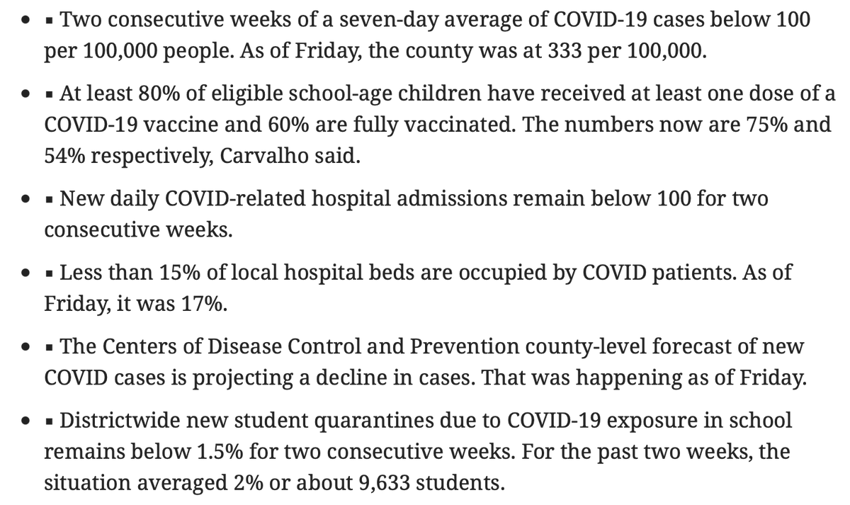 LAUSDSup's tweet photo. .@MDCPS, in consultation with our medical adviser, have developed a list of potential metrics that must be achieved before the district would consider relaxing certain protective protocols. The list is being reviewed by our team of medical experts. #COVID19 https://t.co/O8CoKIdJUW