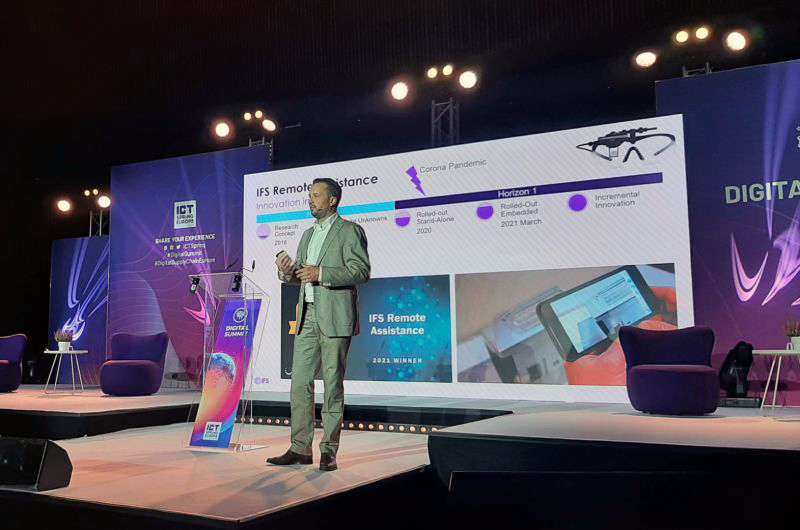 Wonderful to see Bas de Vos back on an actual real-life stage this week... in front of actual real-life people! 
Presenting at the #ICTSpring2021, he thought he might have been a bit rusty, but said it was great to be back talking about IFS, #innovation and our Sri Lanka team.