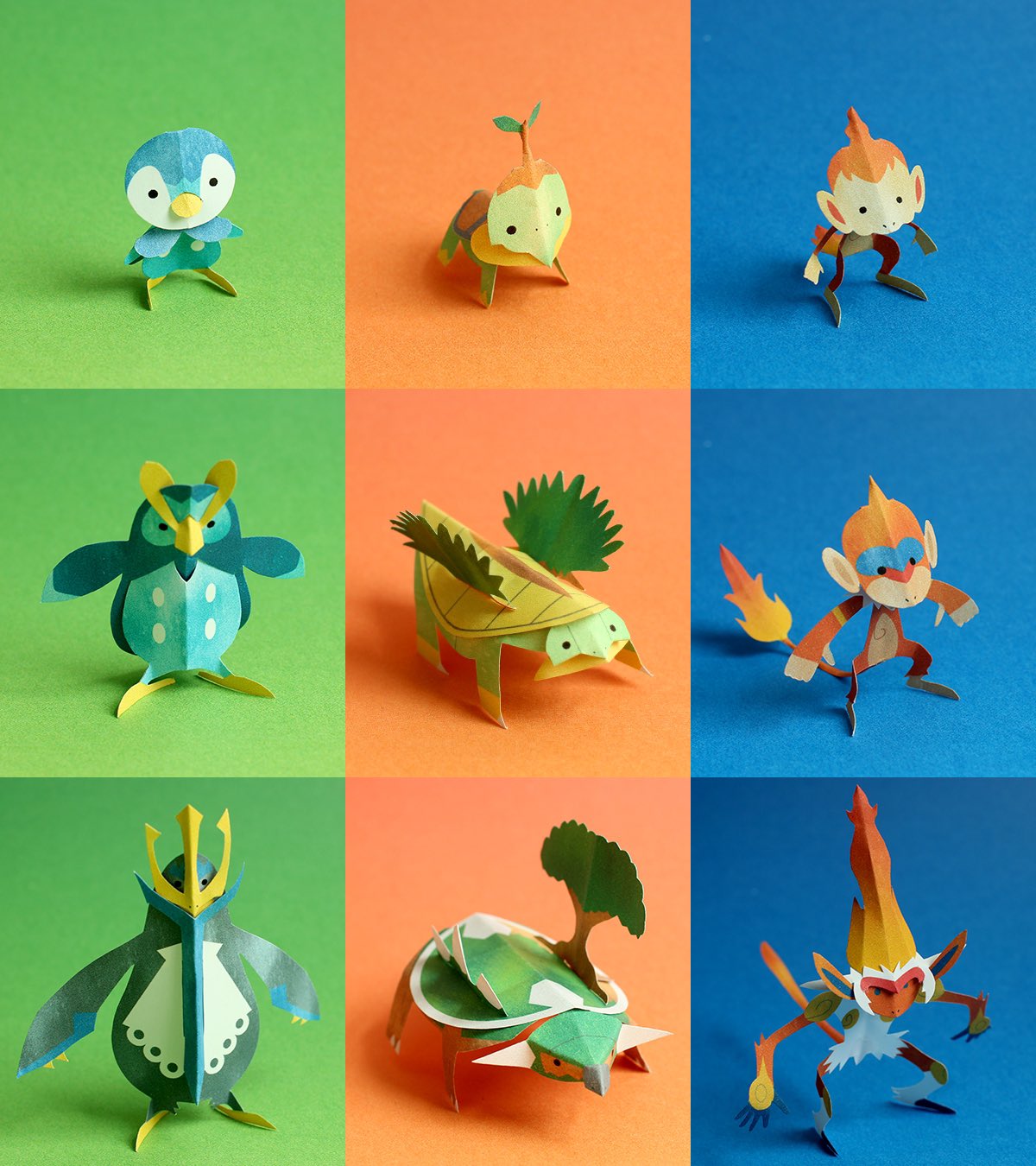 きりがみパパ 切り折り紙 ハサミで切るとポッチャマ ナエトル ヒコザルの進化系が作れるポストカードを自作しました ポチャポチャアートフェス T Co 1mhe6qzsdf Twitter