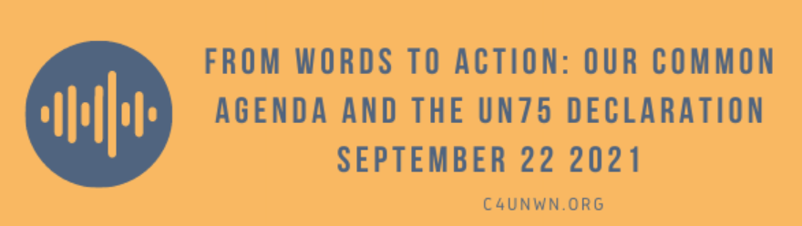 c4unwn's tweet photo. Join us on September 22nd for our UNGA Side Event, "From Words to Action: Our Common Agenda and the UN75 Declaration" to learn about ways to #MakeUN75Count. #MultilateralismMatters.
📅 September 22 2021
🕐 8:30am-10:30am EDT
https://t.co/ZoxTQxyboc https://t.co/5wSyyFH9ty