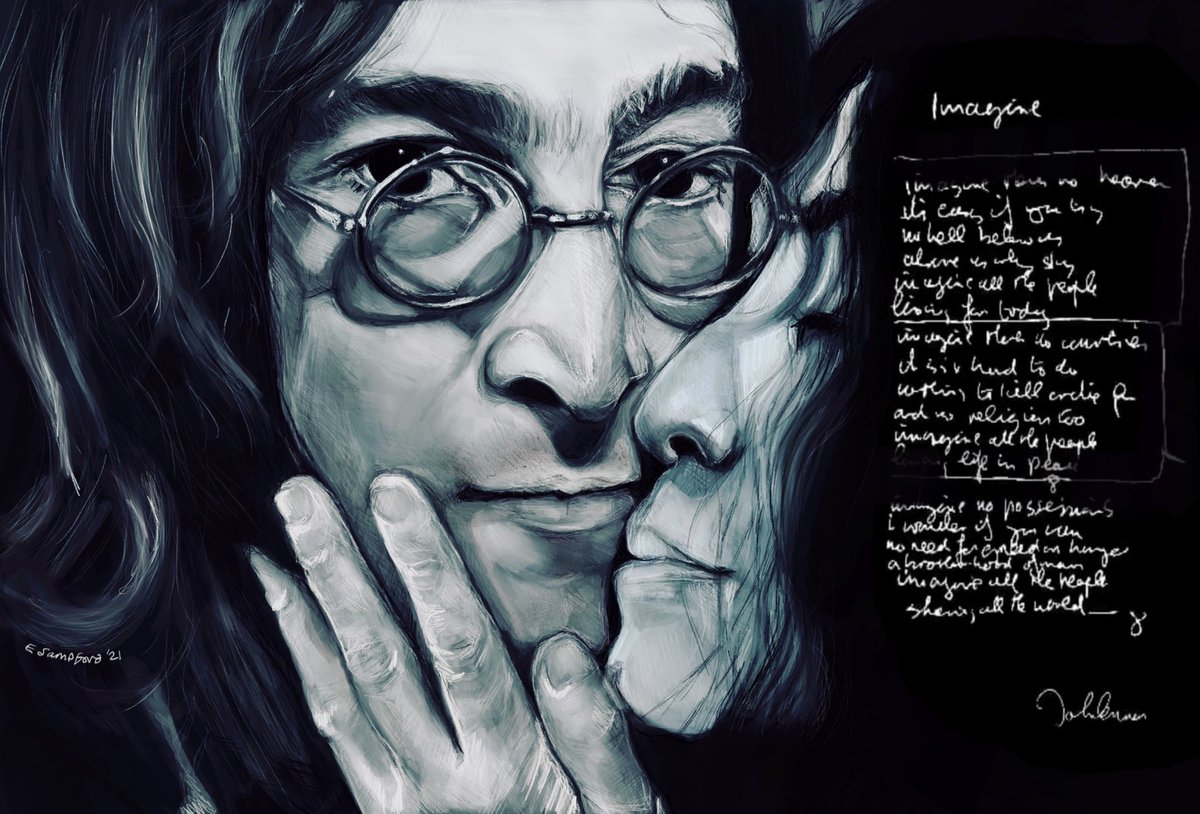 #IMAGINE50 my digital painting #YokoOno #JohnLennon #johnandYoko 🖤