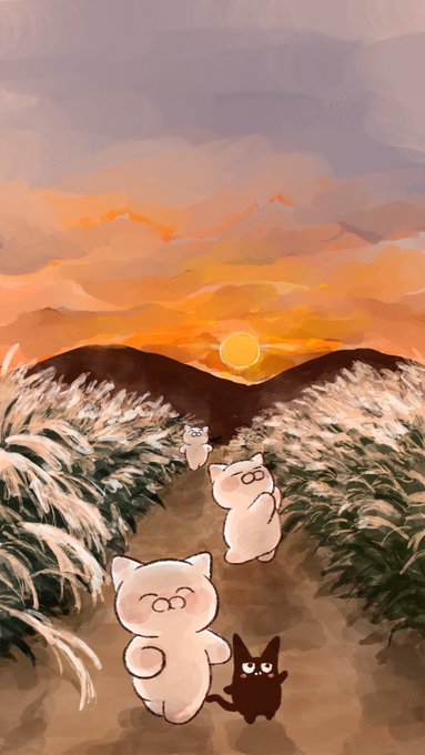 「grass orange sky」 illustration images(Latest)