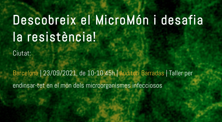 ISGLOBALorg's tweet photo. S'apropa la #NitDeLaRecerca2021 🌙!
Et convidem a endisar-te en el món dels microorganismes infecciosos, crear un microscopi i jugar al #MicroCombat!
🗓 23 de septembre 📍 Barcelona
🔗 https://t.co/cfF4fhRrhj @EITHealthSAFEub #EITHealthSAFE https://t.co/DKZNzF6QWy