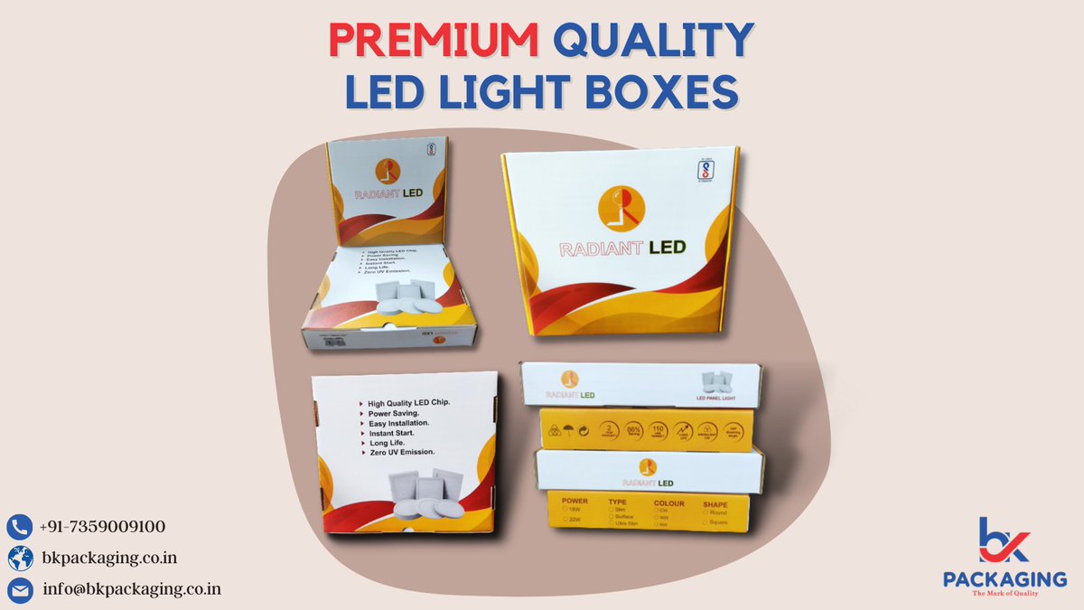 packaging_b's tweet image. Choose Premium Packaging for Your LED Lights.
Give us Call on +91-7359009100.
Visit bkpackaging.co.in for more Details.
Mail us on: info@bkpackaging.co.in
.
.
#CorrugatedBox #PrintedCorrugatedBoxes  #PlainBoxes #PrintedBoxes #ledlights #ledLightBox #ledlightpacking