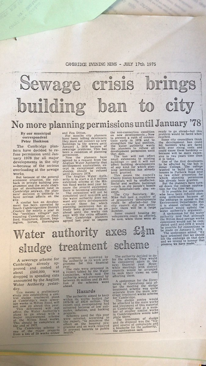This article demolishes the argument by <a href="/cllrbridget/">Cllr Bridget Smith 🔶️</a>, <a href="/lewis_herbert/">Lewis Herbert</a> &amp; others that <a href="/camcitco/">Cambridge City Council</a> and <a href="/SouthCambs/">South Cambridgeshire District Council</a> are powerless to stop development where there is no possibility of adequate water infrastructure. 
The planning powers in place in '75 continue in effect via the 1990 Act.
