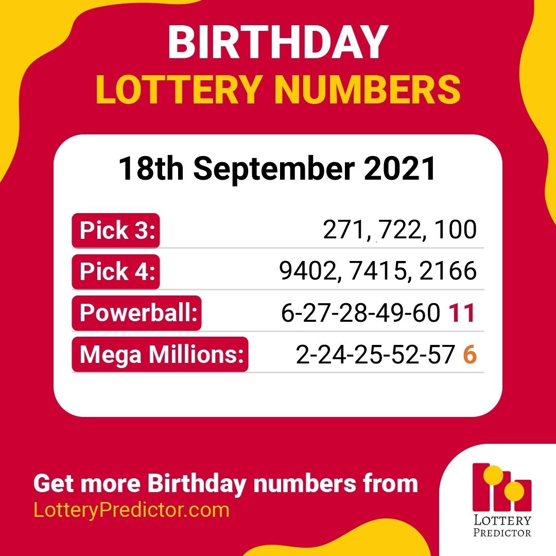 Birthday lottery numbers for Saturday, 18th September 2021
#lottery #powerball #megamillions
https://t.co/Ufxp2ZZujl https://t.co/1IaNvqkybc
