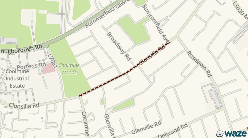 WazeTrafficDUB's tweet photo. Stay away from Clonsilla Rd today #dublintraffic. Traffic is 26m slower than usual https://t.co/s8OKdzbIIJ https://t.co/dyy3gOEBDZ