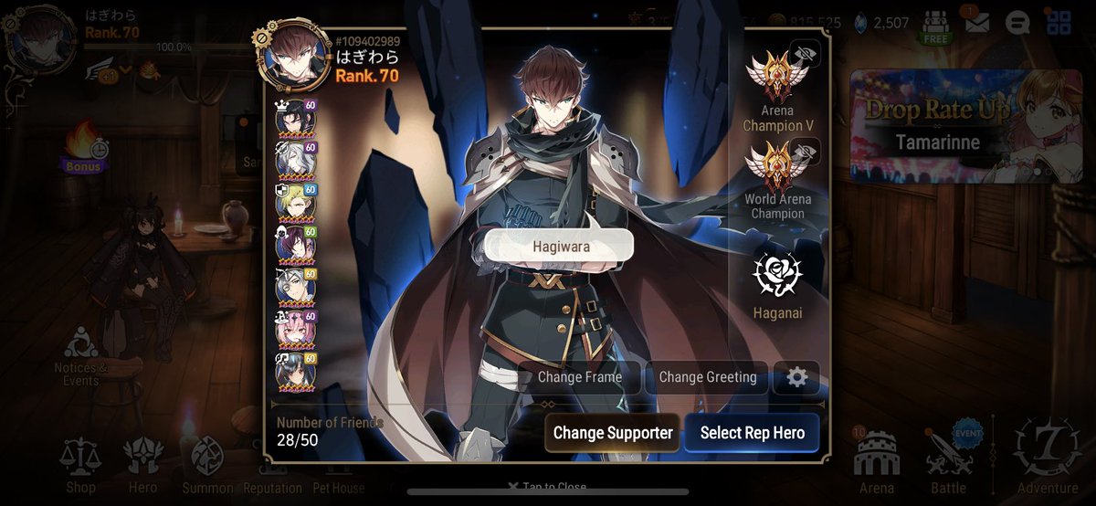 First time champion in RTA and Normal Arena. Let’s goo! #epicseven #epic7