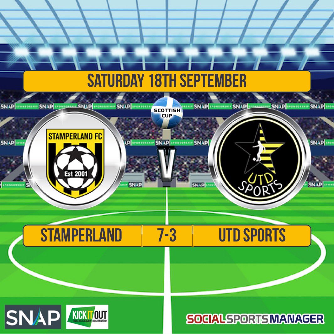 Stamperland08's tweet photo. First run out in the Scottish Cup and a solid win for the boys in this mornings game against @UTDSportsFA. Some nice football from the away team but lads pushed on in 2nd half for a deserved win.
#monthestamps ⚫️🟡⚽️ https://t.co/a5uUCKSV5l