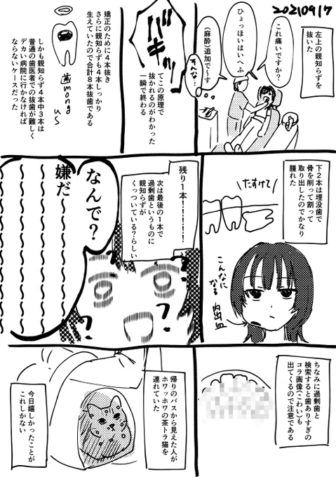 昨日の日記です。親知らず抜歯。
#日記 #日記漫画 #噴水と温室の日記 