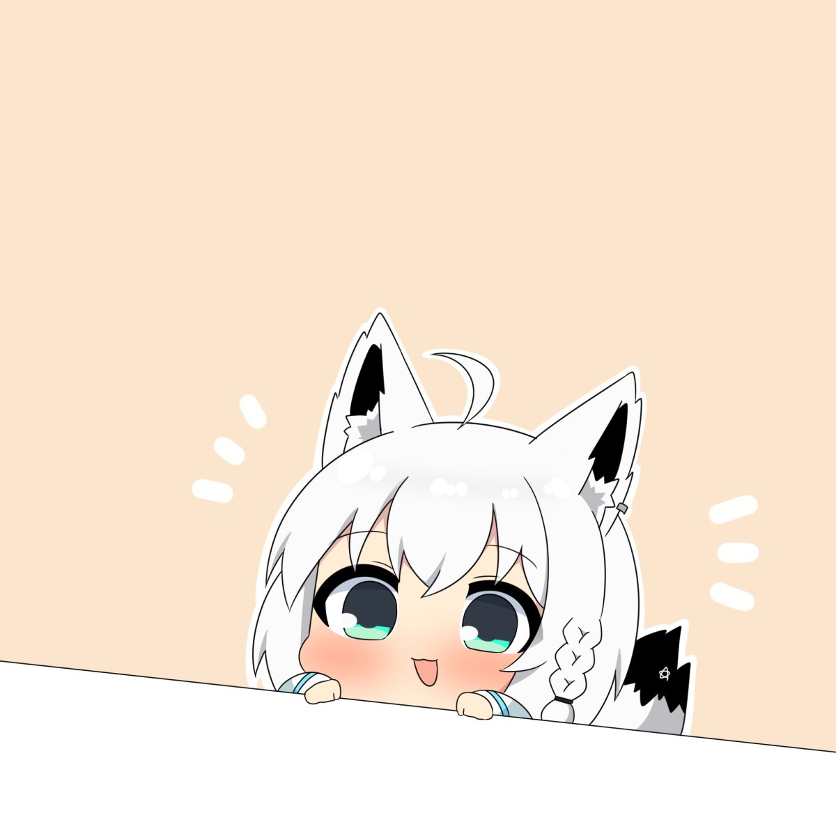 shirakami fubuki 1girl animal ears fox ears solo fox girl white hair tail  illustration images