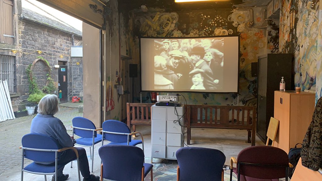 LeithForEver's tweet photo. Sneak preview of some leith archive films that are part of @Cinescapesuk #RedrawingEdinburgh on display in the courtyard today alongside @leith_market @customhsleith @CustomLaneLeith until 4pm! Stop on by and check out these rarely seen filmic gems of #Leith https://t.co/oy8wE0FUrr
