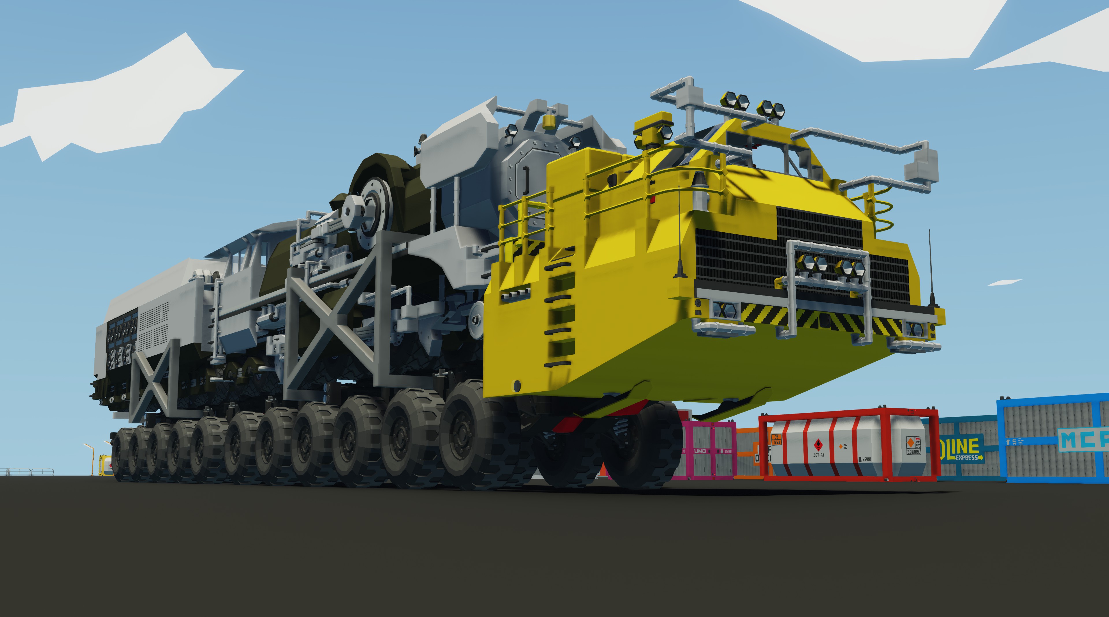 ストーンヘン爺 Stormworks 特荷輸送車 Zikz 7975 G モデル Maz 7907 特殊貨物輸送用の長重輸送 車 全長 34 25ｍ シャーシ分割 全幅 5 25ｍ ミラー含む 全高 5 5ｍ 輸送用以外のアドオンはこれから作る T Co 0qpwpybgsc Twitter