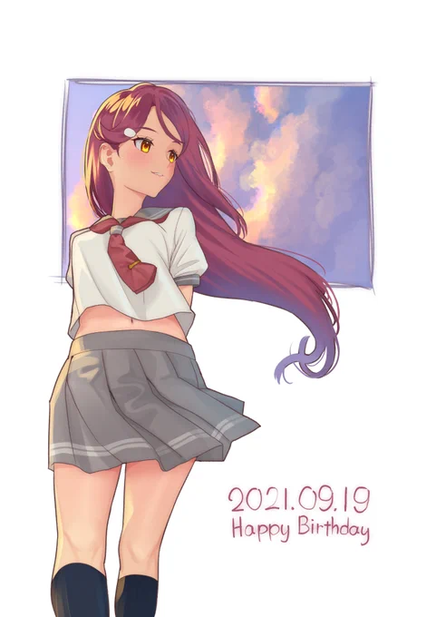 夕暮れバーガンディ。

A Sunset Scene.

#桜内梨子誕生祭2021 
#桜内梨子生誕祭2021 