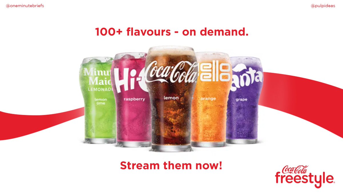 PulpIdeas's tweet photo. Resubmitting for tighter copy and a few minor tweaks.

New flavours - streaming now! 

@OneMinuteBriefs and @CCFreestyle

#CocaColaFreestyle https://t.co/P4ZGK4FQfT