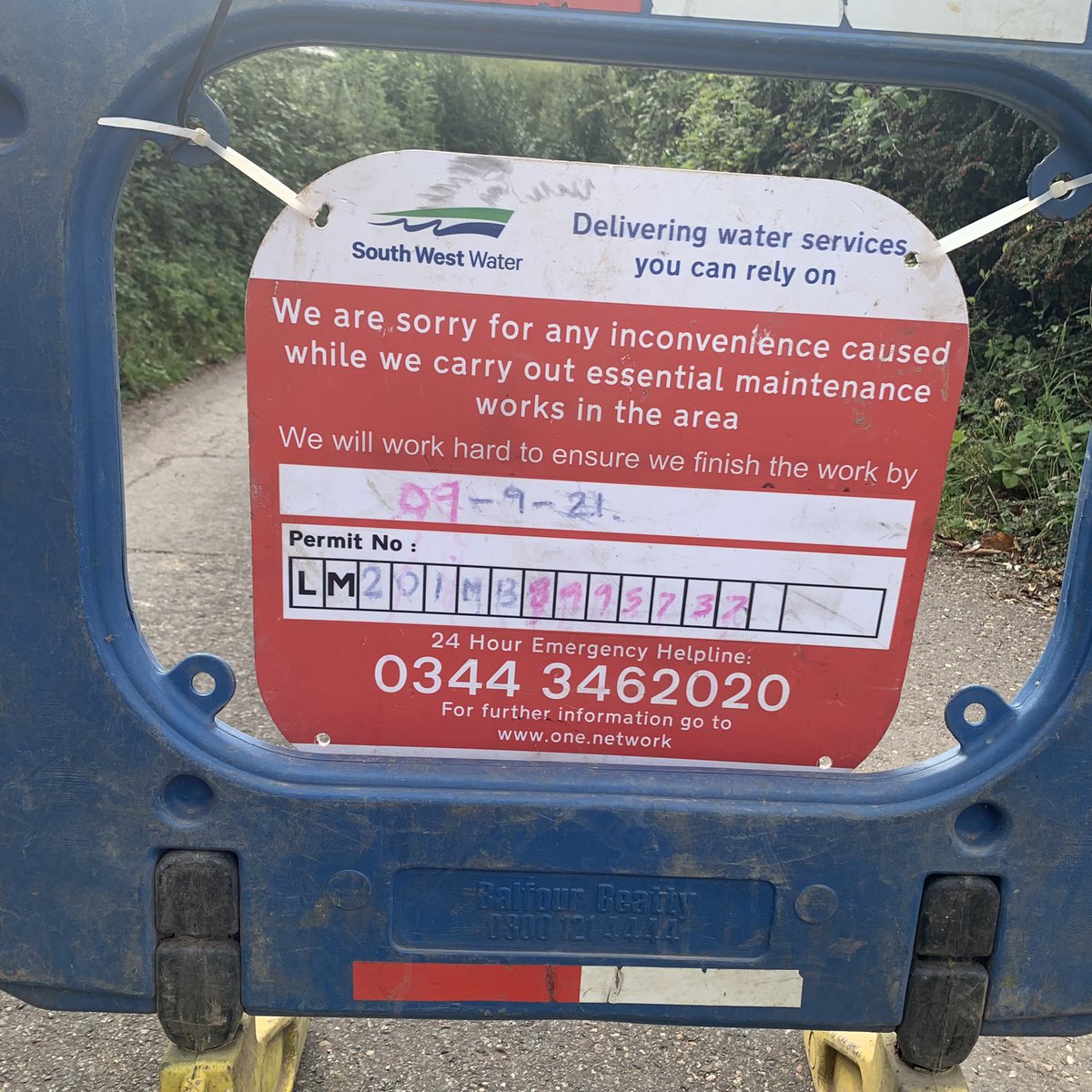 frogwellflowers's tweet photo. Due to the absolute incompetence of South West Water we are still suffering a leak of at least 8000 litres of water a day for the last 16 days. I have spent HOURS/DAYS on the phone. The left hand does not know what the right is doing and ChristopherLoughlin (MD) does not respond. https://t.co/G1zeKzqLOI