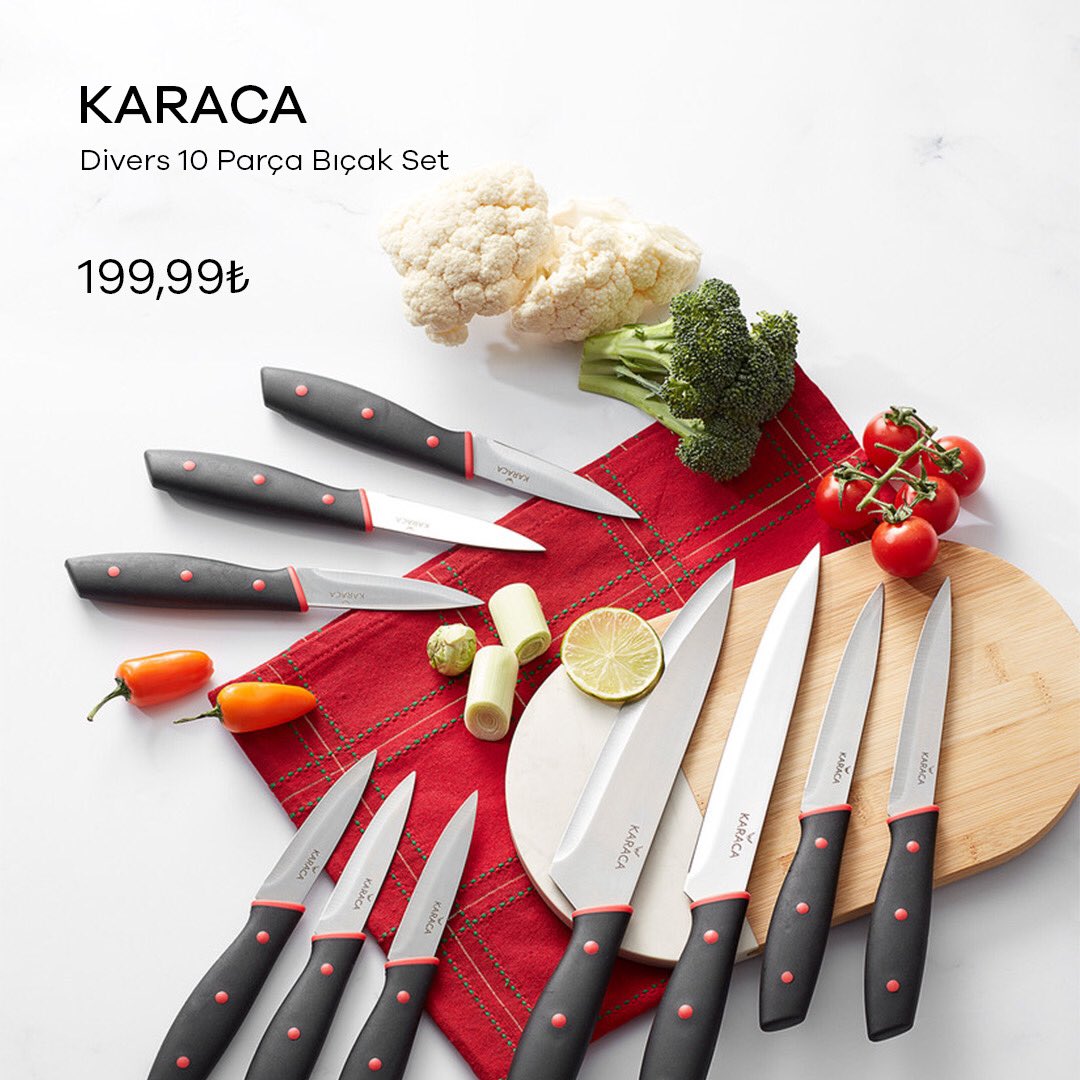 1 şef bıçağı, 1 dilimleme bıçağı, 2 doğrama bıçağı ve 6 adet soyma bıçağı ile Karaca Divers Bıçak Seti; mutfaktaki iş bitiriciniz!

Sepette %30 indirim ile 199,99 TL!

Satın almak için: bit.ly/KaracaDiversBi…