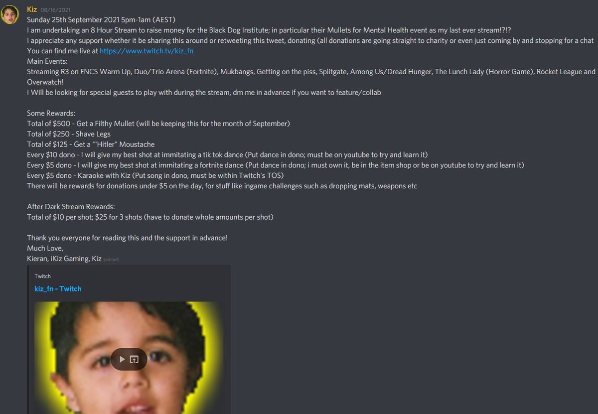 Kiz_FN's tweet image. Pls Read and RT, Charity Stream is this coming Saturday (25th), much love Kiz ❤️