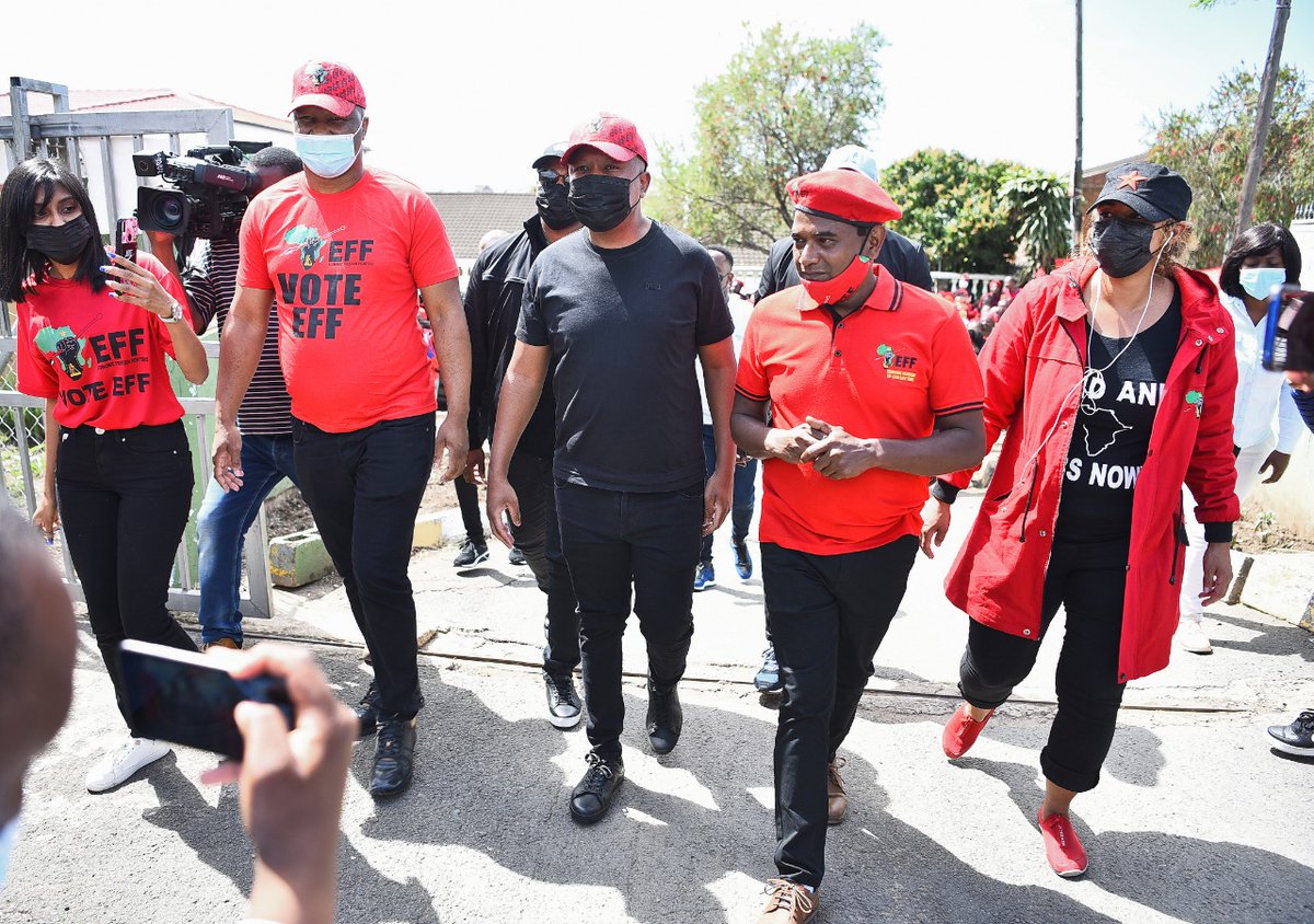 EFFSouthAfrica's tweet photo. [In Pictures]: CIC @Julius_S_Malema in Phoenix earlier today.

There are no no go areas for the EFF in this country. #RegisterToVoteEFF https://t.co/2ZFenp0ATF