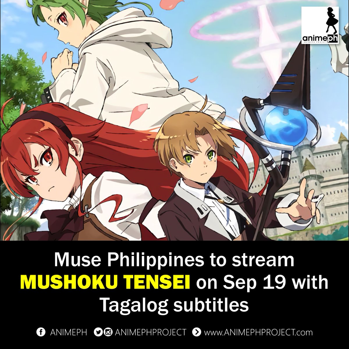 animePHproject's tweet photo. Muse Philippines announced that it will premier the first season of βMushoku Tensei: Jobless Reincarnationβ on September 19 with Tagalog subtitles.
https://t.co/Y0Mito7g1I
#η‘θ·θ»’η #MusePH https://t.co/tvcfibq8T5