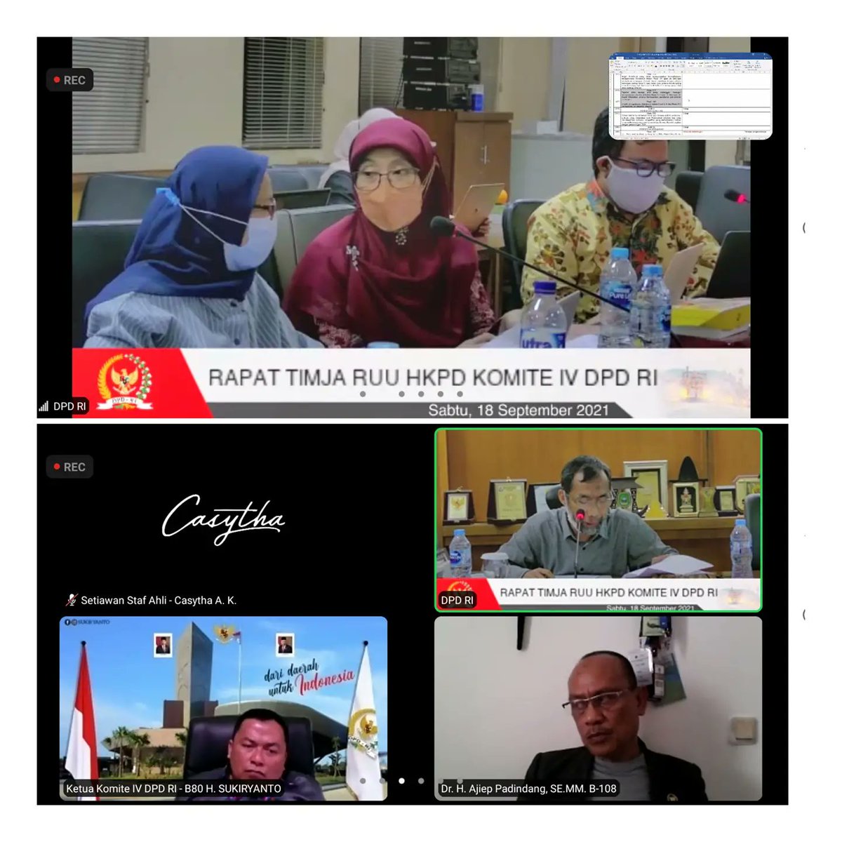 Rapat Timja RUU HKPD Komite IV DPD RI (Sabtu, 18 Sept 2021). Rapat kali ini untuk membahas DIM RUU HKPD, rencana tanggal 20 September 2021 DPD RI secara resmi akan menyampaikan DIM RUU HKPD kepada Komisi XI DPR RI. 

#Casythadutajateng #RUUHKPD #DPDRI #DPRRI #Jateng