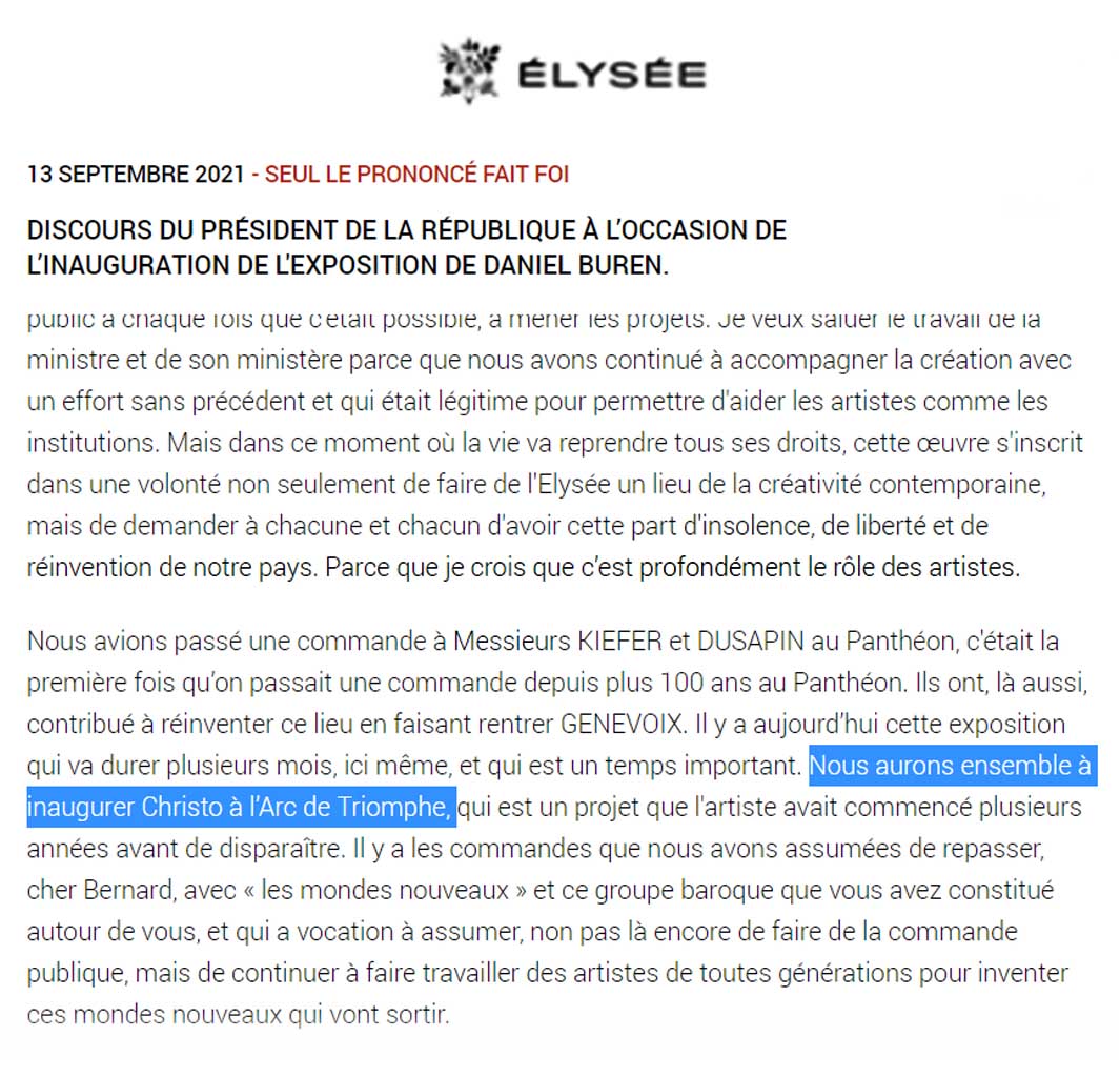GUERMONT's tweet photo. @EmmanuelMacron demande aux #artistes "cette part d'insolence et de #liberté".
Monsieur le Président, je m'exécute : 𝒑𝒐𝒖𝒓𝒒𝒖𝒐𝒊 𝒐𝒖𝒃𝒍𝒊𝒆𝒓 𝑱𝒆𝒂𝒏𝒏𝒆-𝑪𝒍𝒂𝒖𝒅𝒆 ?⚡
#jamaisanselle #ChristoandJeanneClaude #womenartists

Extrait du discours officiel du 13/09/2021 : https://t.co/AsXDc0BN9P