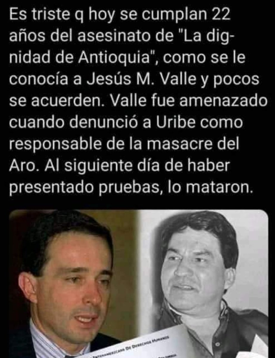 Eso es lo que mata a Colombia.
Su mala memoria.