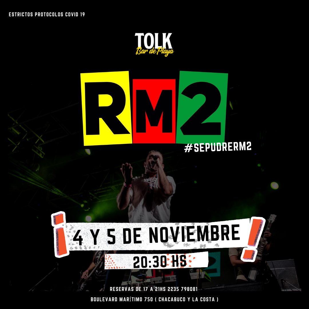Rm2oficial's tweet photo. Volvemos a las tablas !!! 4 y 5 de noviembre !! Esta semana próxima las entradas estarán disponibles !!! 
Venís ? #SePudreTodooooo #Rm2 #Ska https://t.co/53RduECoRe