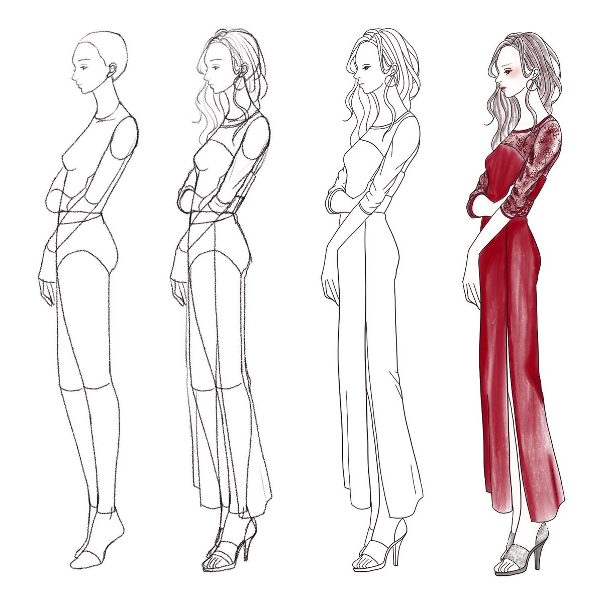 ヨーガンレールのファッションイラストデザイン画　R ヨーガンレールのファッションイラストデザイン画 R ヨーガンレールの