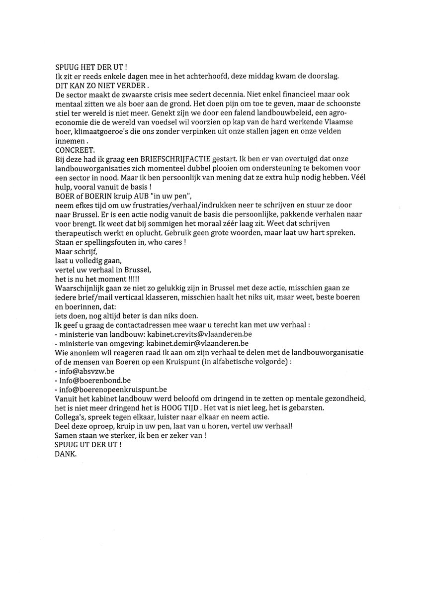 Naar aanleiding van een zelfmoord van een collega, ben ik een actie gestart. Er is géén tijd meer te verliezen, de sector maakt de grootste crisis mee in decennia . #notimetowaste #sectorindiepdal #SPUUGUTDERUT