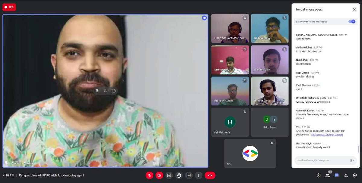 gdg_iiitsurat's tweet photo. It was a memorable evening with @AnudeepAyyagari .
`The perspectives of UI/UX` was the most successful effort for the community from our side till now. To stay tuned, join the community on Discord: https://t.co/HSFzT0Pf0l
🥳🥳🥳🥳
Also, big thanks 👏👏👏 to @iam__oo7 https://t.co/AqQysXPlyY