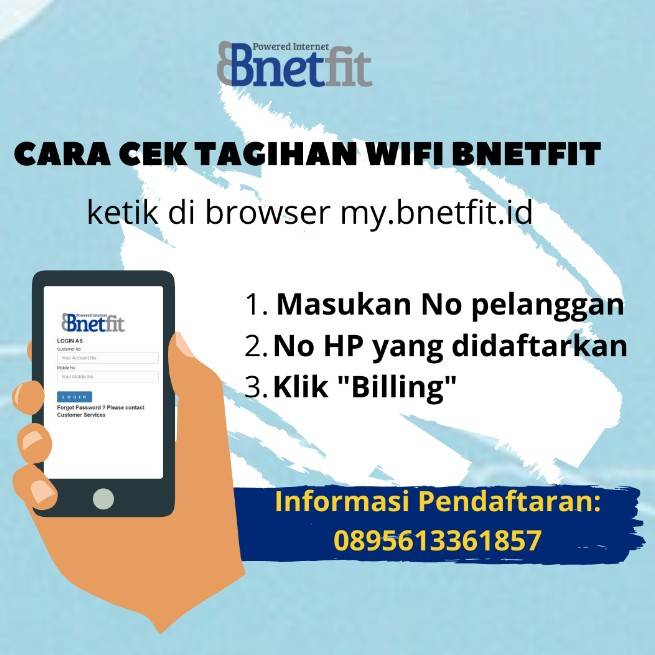 Berikut Cara Cek tagihan wifi bnetfit mu

Jangan Lupa bayar Tagihan bulanan ya, agar tetap bisa menikmati layanan wifi bnetfit