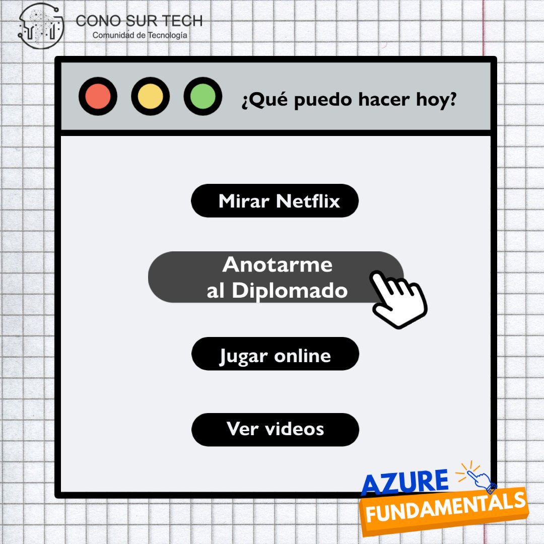 conosurtech's tweet image. 🎓 ¿Cuál es tu plan de #sabado? Agrega el #Diplomado #AzureFundamentals 2021 de #ConoSurTech y aprende sobre #CloudComputing 👉 go.conosur.tech/azf21
.
🔵 Es #FREE #Gratis
.
#CloudComputing #Cloud #Microsoft #Learn #Course #Curso #Capacitacion #Formacion #AzureEnEspanol