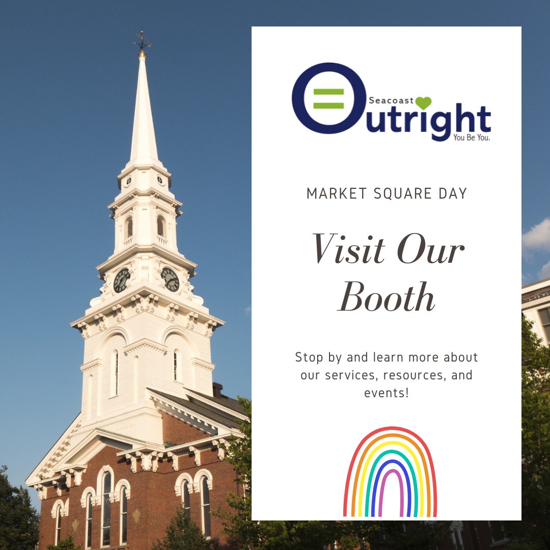 OutrightPride's tweet photo. We'll be there. Will YOU?
Market Square Day
Saturday, September 18
Stop by our booth and say, hello!
Find out about our services, resources, and events.
#YouBeYou #PortsmouthNH #MarketSquareDay https://t.co/uidHtcd9UO