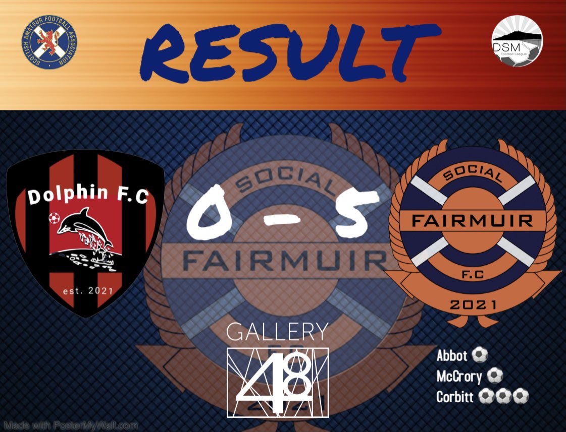 Fairmuir02's tweet photo. ❕ Result ❕

🗣 A comfortable win today. Dolphin started the game fiercely as they conceded many fouls in the first 10 mins. This didn’t effect the lads as we got stuck in and played football from start to finish in what was a very convincing win.

🔸🔷🔸

@gallery48dundee https://t.co/bOIJHVFGCF
