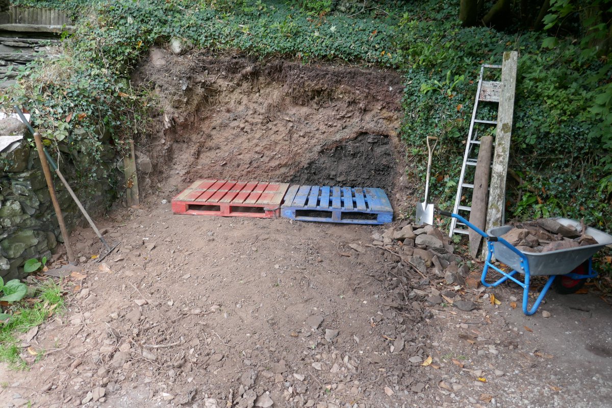 TheLengthsman's tweet image. After many barrow loads of earth &amp;amp; stone and several sweaty T shirts ~ the base for the new #Logstore is finally in place 👍
Time for a #Beer 🍺