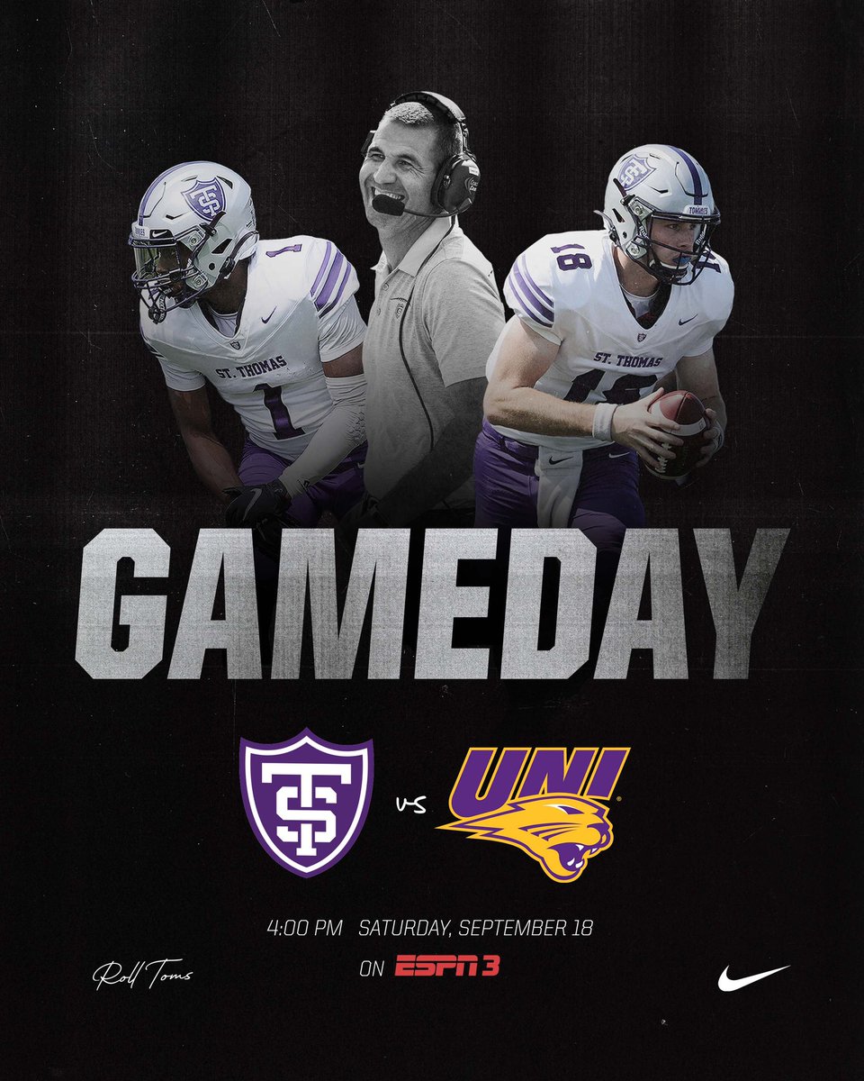 Gameday! <a href="/UNIFootball/">UNI Football</a> <a href="/TommieAlumni/">St. Thomas Alumni</a> <a href="/Coach_Caruso/">Coach Glenn Caruso</a> #Pa22ion #Tommie4Life